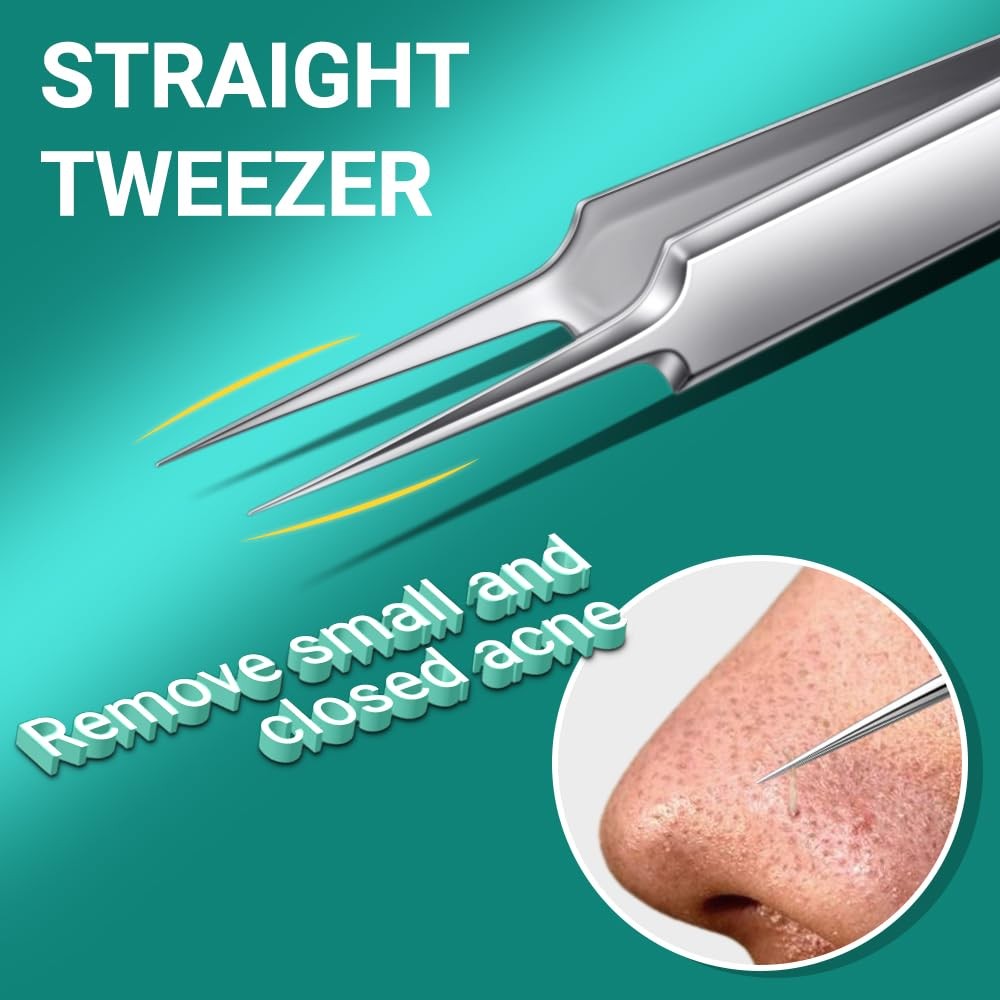 Pimple Popper Tool Kit - 6pcs Blackhead Removers & Acne Extractors, Stainless Steel