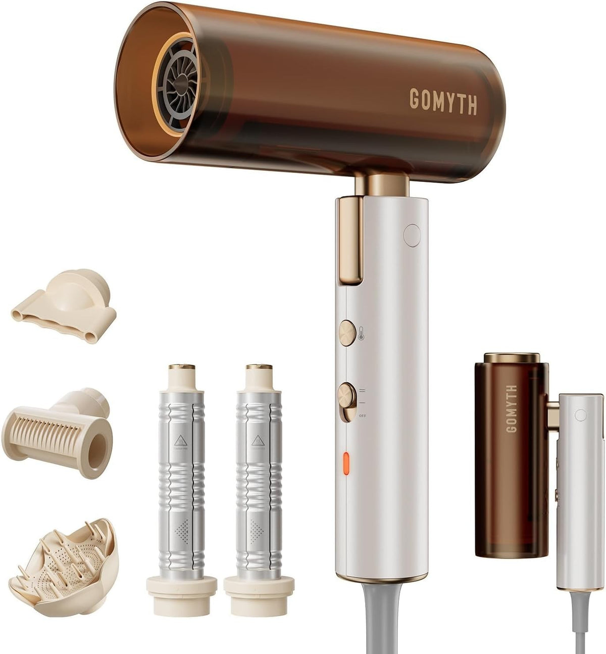 5-in-1 Hair Dryer Brush Styler with Fast Drying & Plasma Ions - Travel Ready