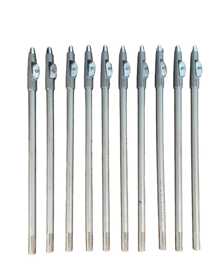 10 Pack Long 8-Inch Lip & Eyebrow Pencils with Sharpener - Silver