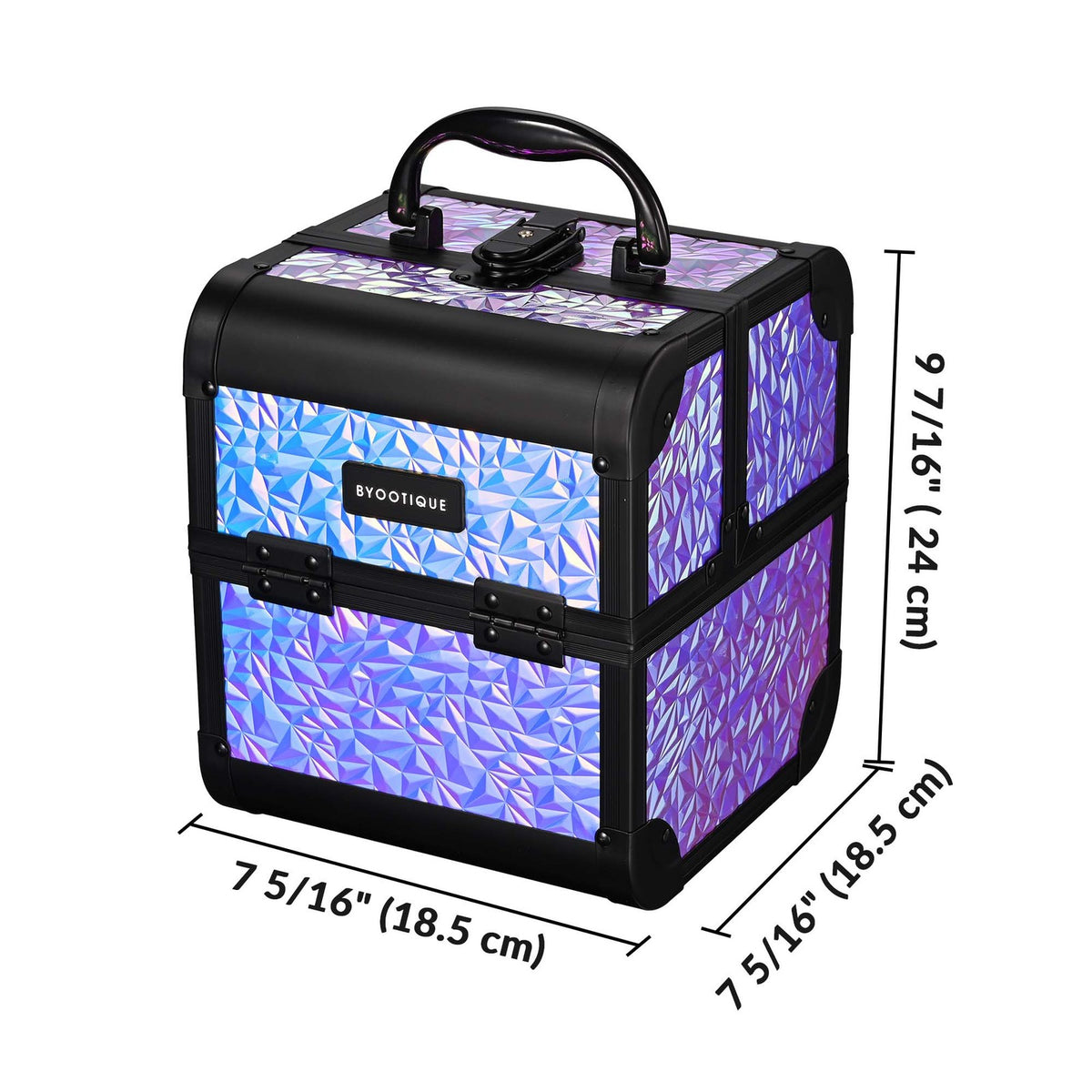 Mermaid Purple Makeup Train Case with Mirror & Extendable Trays