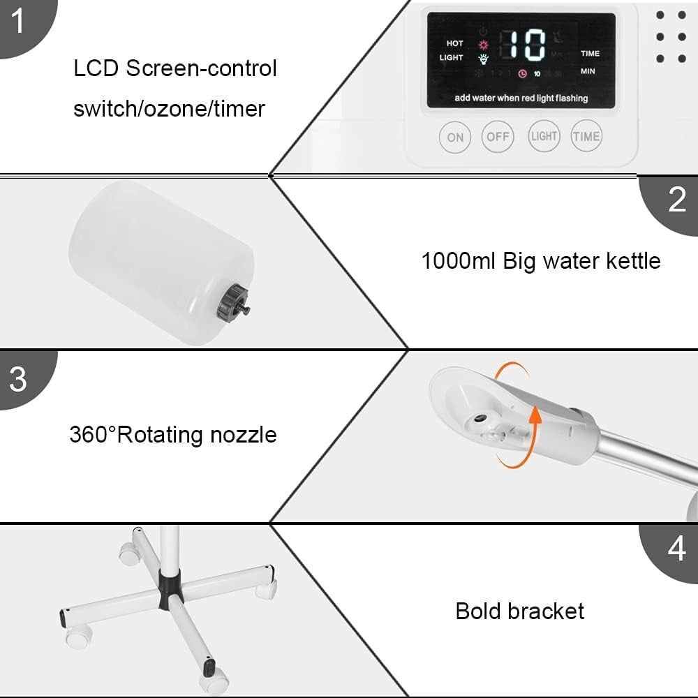 Professional LCD Facial Steamer with Hot Mist & Aromatherapy for Spa & Home