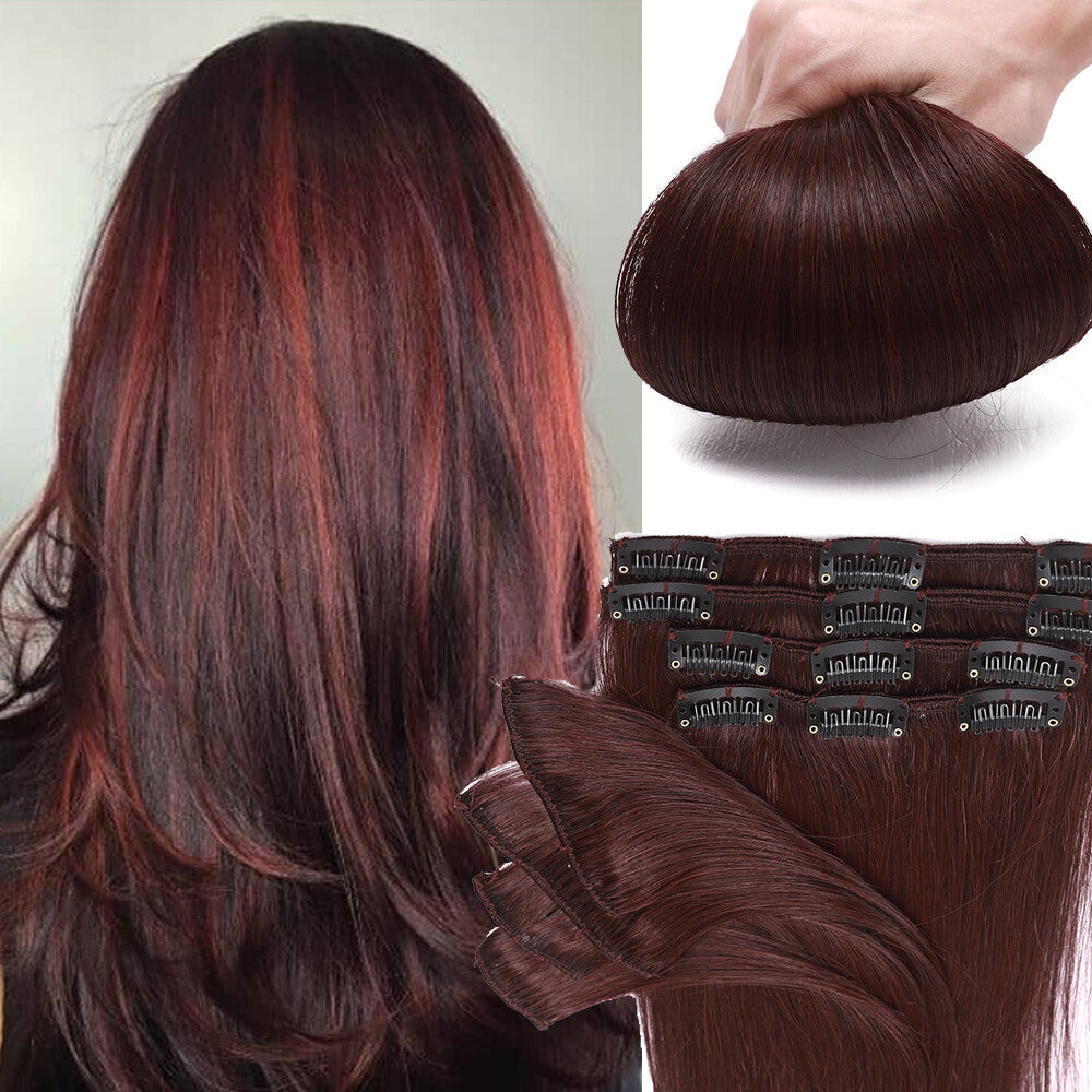 Remy Clip-In Hair Extensions - Full Head 8 Pieces Human Hair, 8-24 Inches