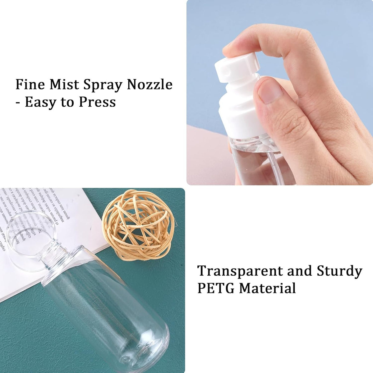 3 Pack Fine Mist Spray Bottles 3.4oz/100ml TSA Travel Refillable Cosmetic Bottles