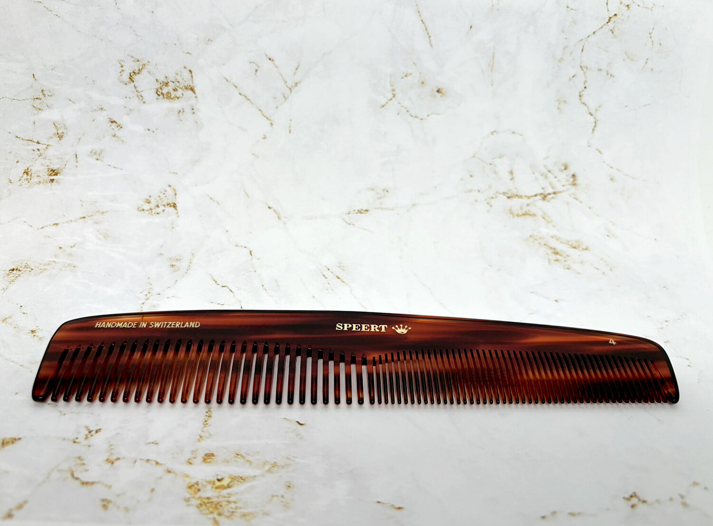 Handmade Swiss Tortoise Shell Comb 8 Inch Wide & Fine Tooth for Medium Hair