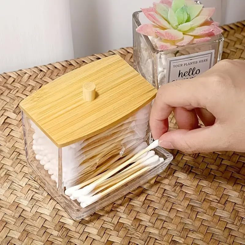 1pc Clear Cotton Swabs Storage Holder Dispenser with Lids