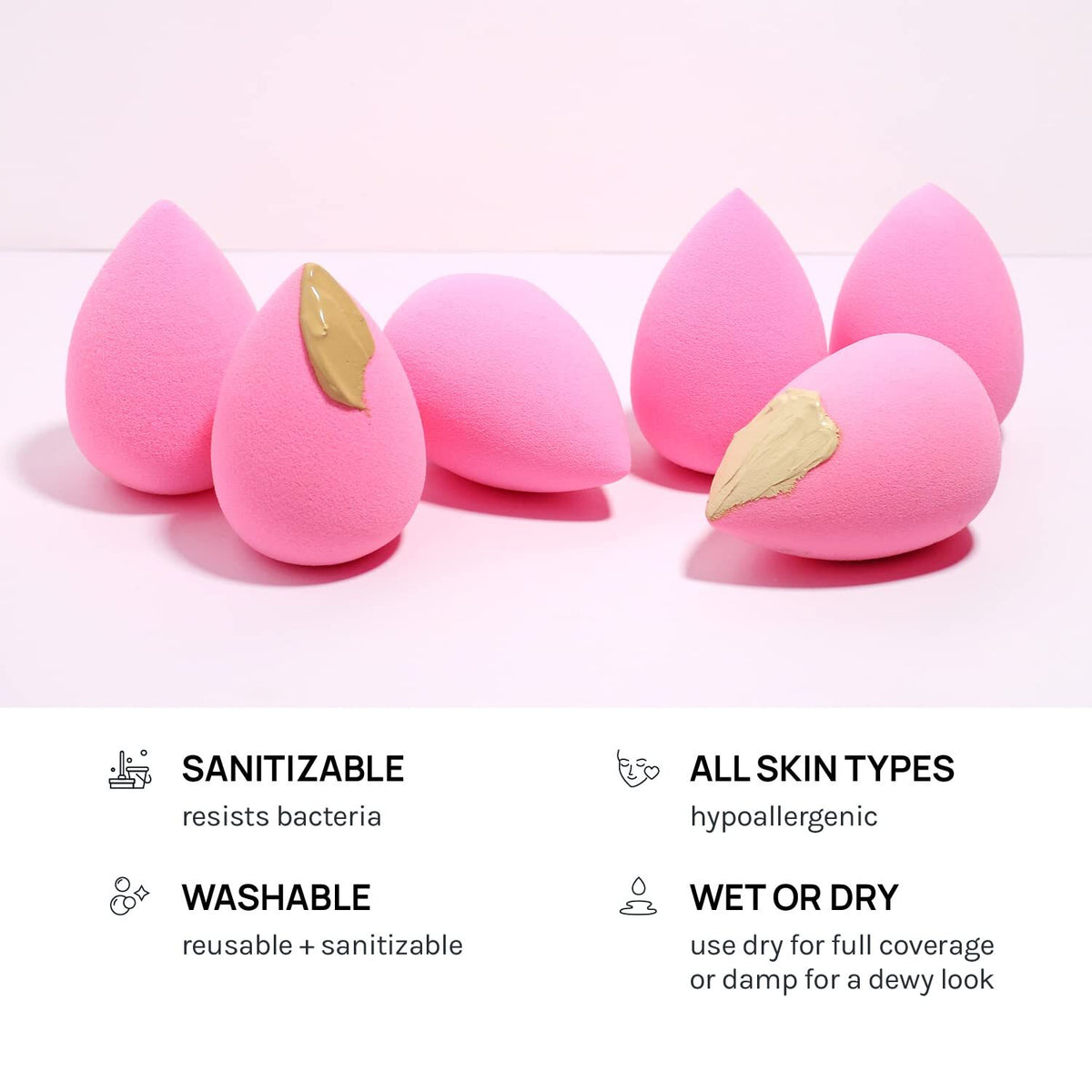 Makeup Sponge Set Latex-Free High-Definition Blender 6 Pieces