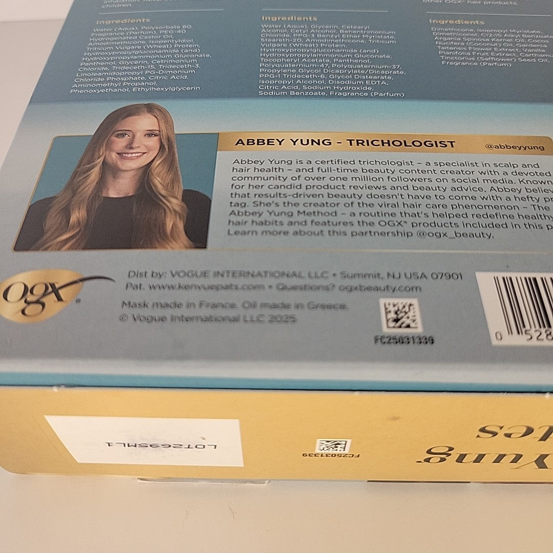 OGX Abbey Yung Hair Care Gift Set - Full Size Heat Protect Spray Mask Oil