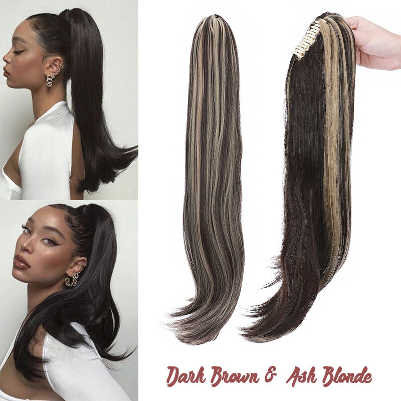 30-Inch Fluffy Ponytail Hair Extension with Claw Clip - Straight & Wave Styles