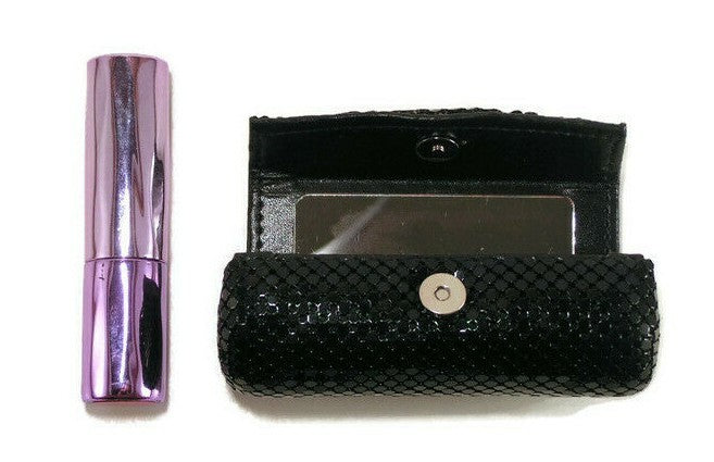 Metal Mesh Lipstick Case with Mirror - Fits 8.5cm Round Lipsticks, Unbranded