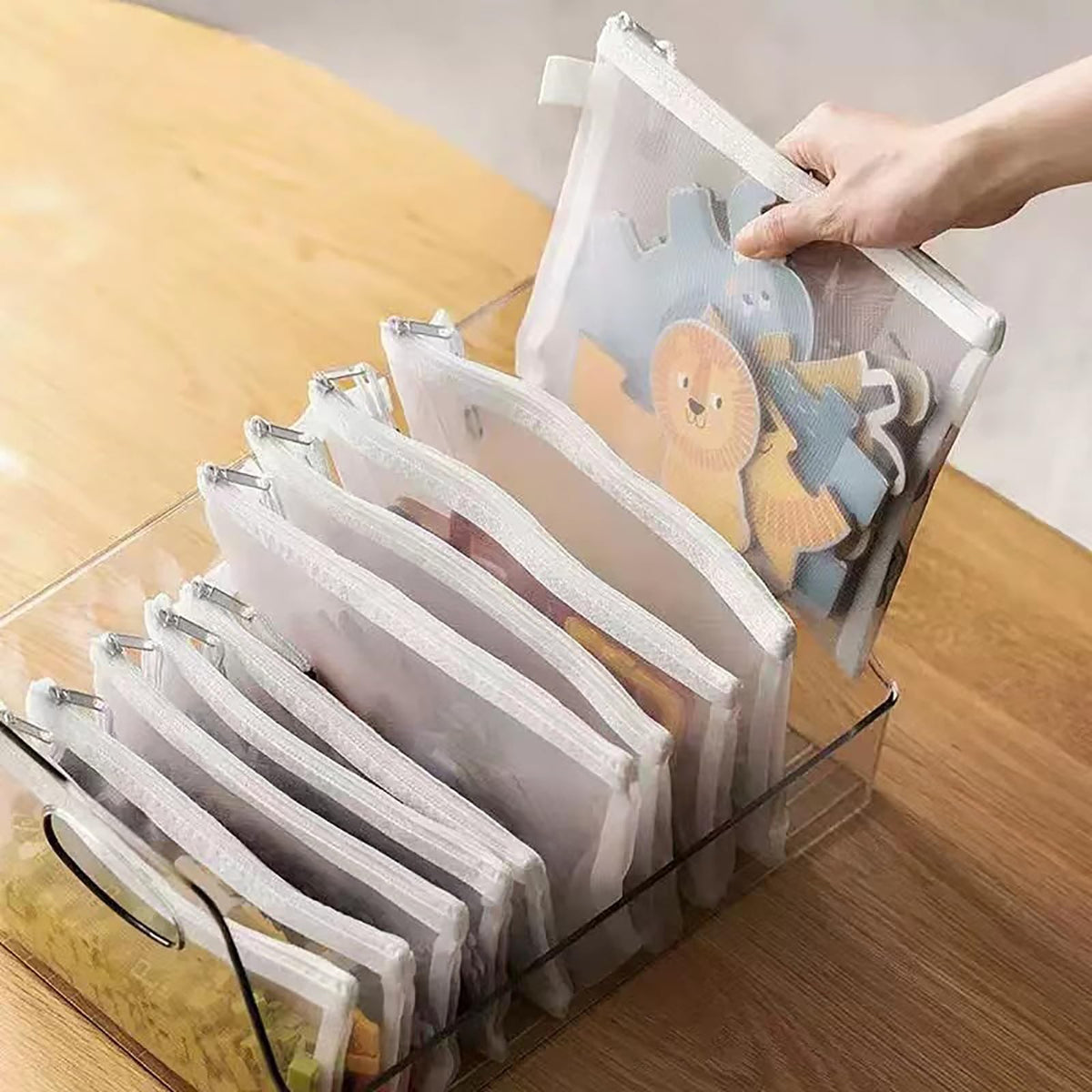 Mesh Zipper Pouch Set - 10pcs Nylon Organizer Bags for Travel, Office & Storage
