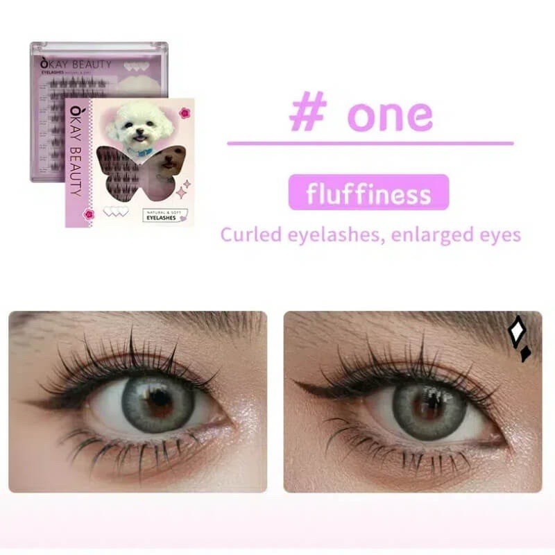 Light Wispy False Eyelashes with Reusable Clusters for Natural Volume