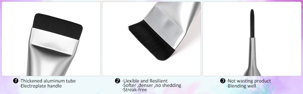 Flat Foundation Brush for Makeup & Facial Masks - 2 Pcs