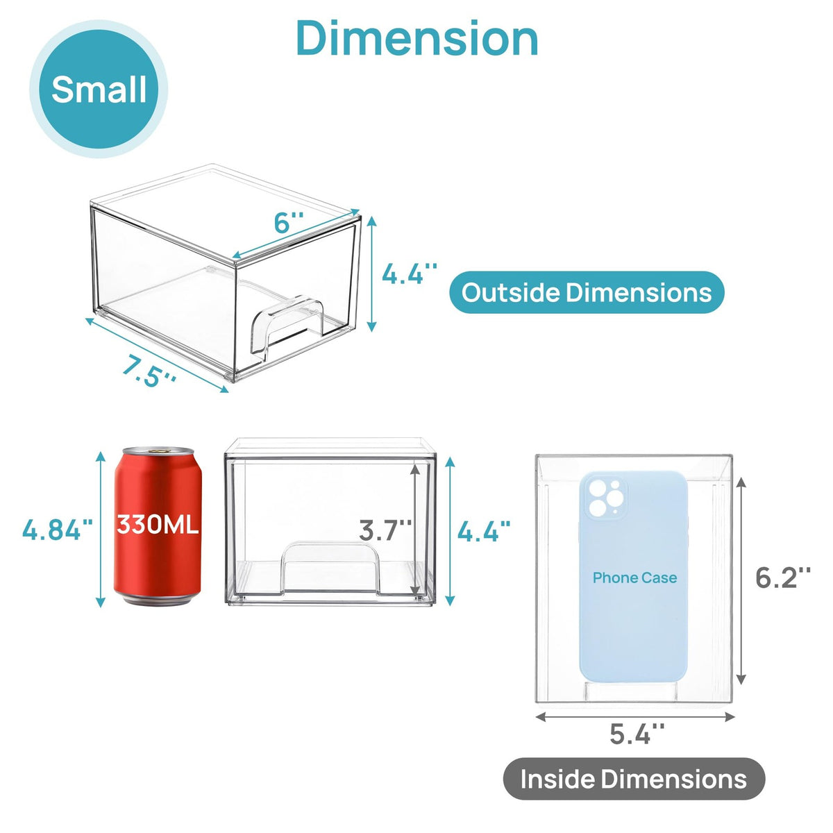 Clear Stackable Acrylic Storage Drawers - Small Multi-Purpose Organizer Set
