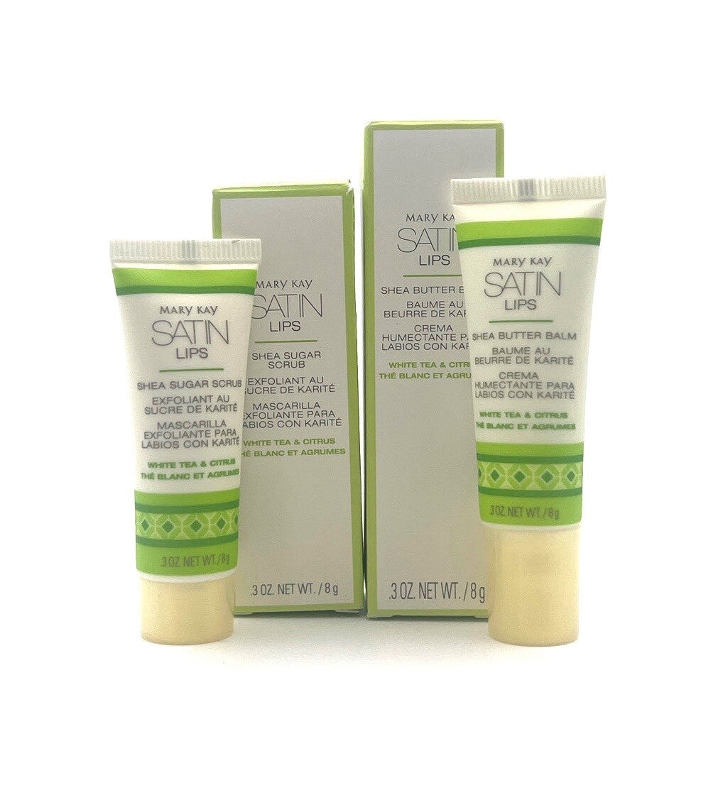 Shea Butter Lip Balm & Lip Scrub Set - White Tea & Citrus - Full Size