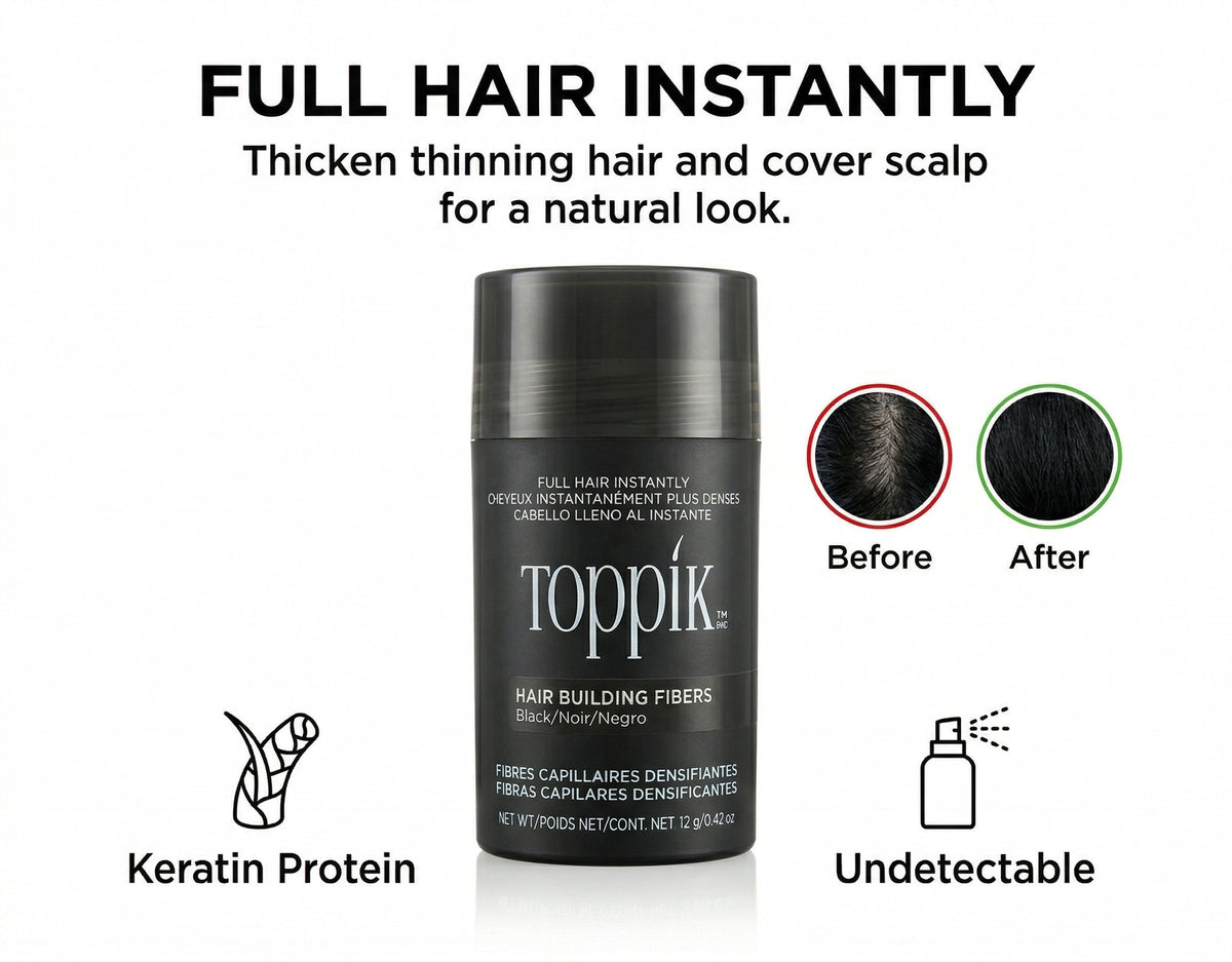 Toppik Hair Building Fibers Black 0.42 oz Keratin Thickener