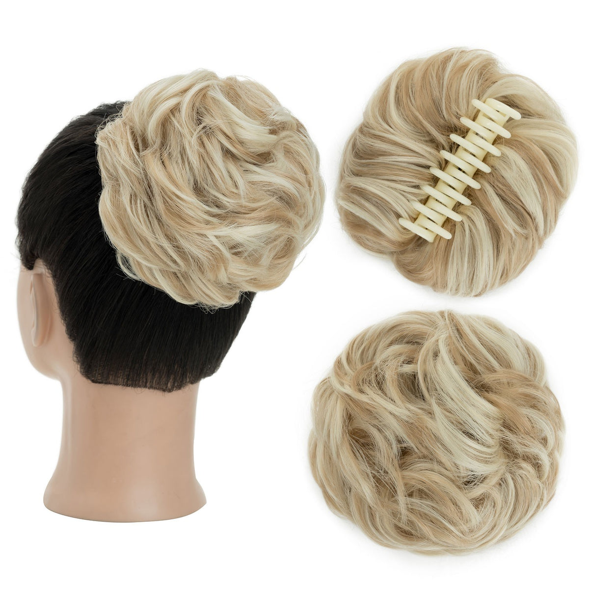 Natural Clip-In Messy Bun Hair Extension Hairpiece for Updo & Wedding