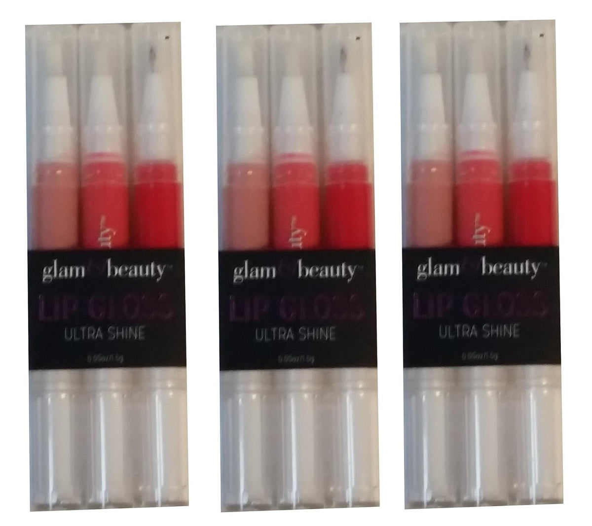 3-Piece Lip Gloss Set - Rosy Peach Ultra Shine Makeup with 3 Shades