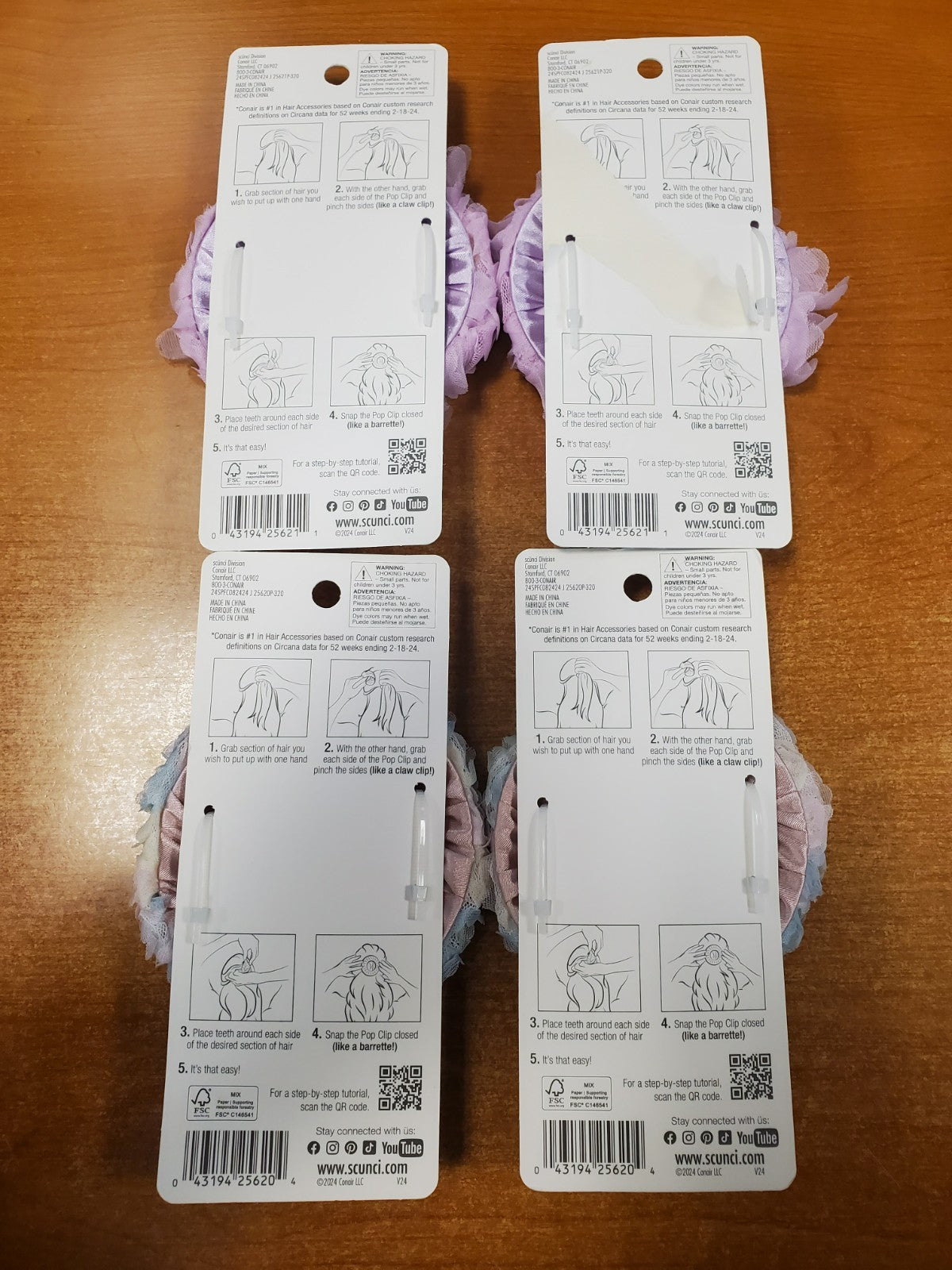 4 Pack: Scunci Pop Clip Purple & Light Pastel Claw Barrette