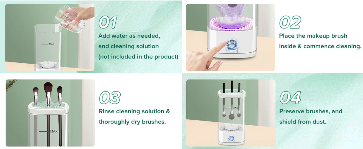 Electric Makeup Brush Cleaner Machine – 2-in-1 Automatic Cleaning & Dryer Holder