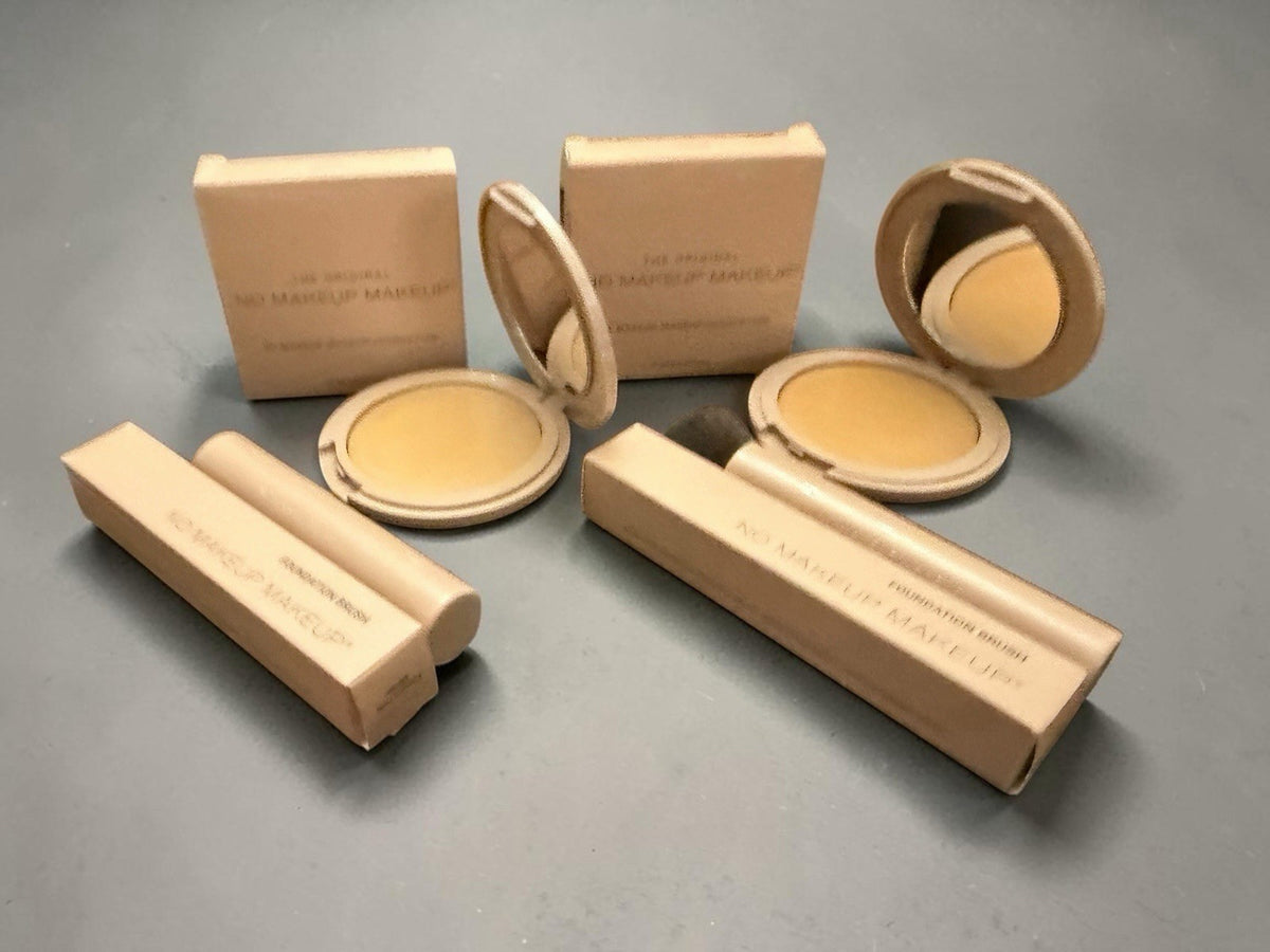 Buildable Cream Foundation Set with 2 Compact & 2 Brush Duo - Natural Shade