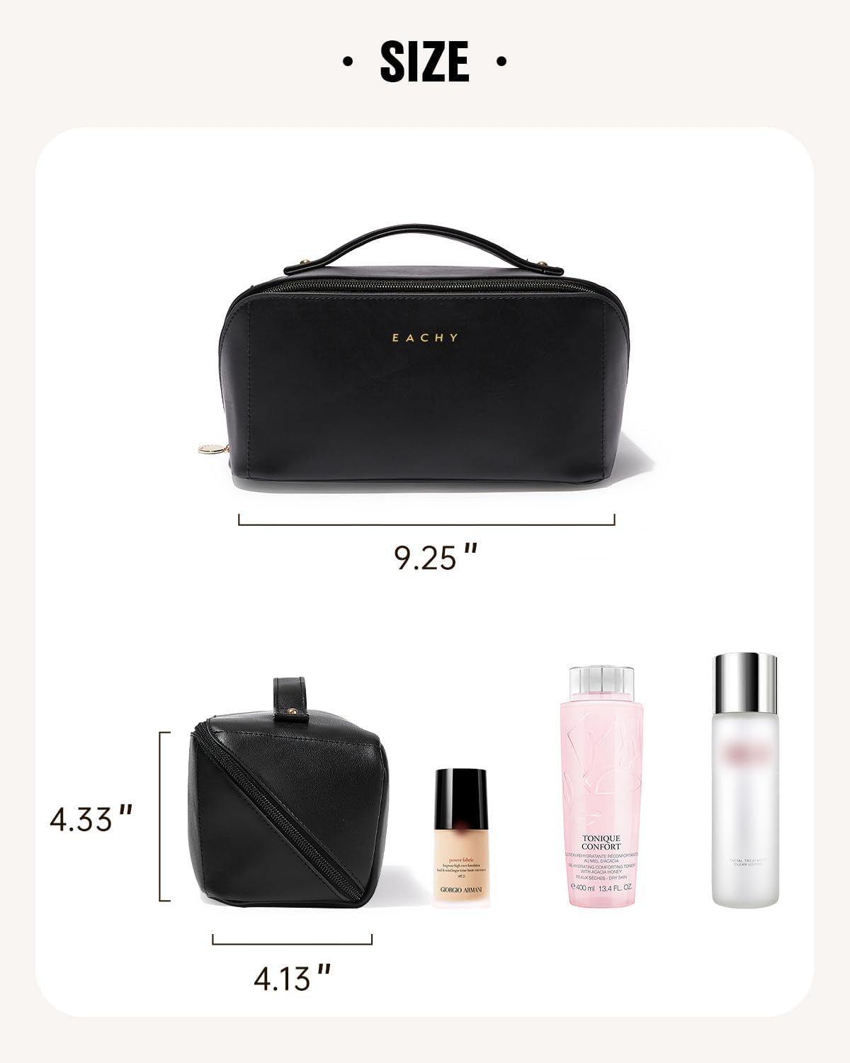 Travel Makeup Bag with Waterproof Fabric & Multiple Pockets - Large Capacity Cosmetic Organizer
