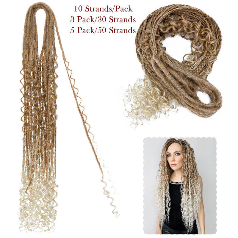 Wavy Double Ended Dreadlock Extensions with Curly Ends for Women