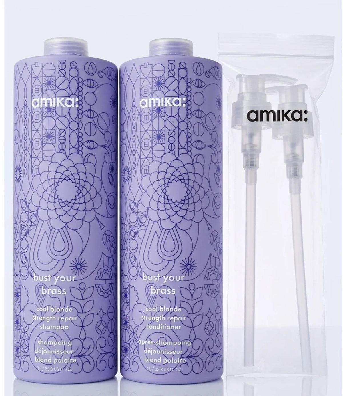 Amika Blonde Repair Shampoo & Conditioner Duo 33.8oz - Cool Blonde Tone & Strength