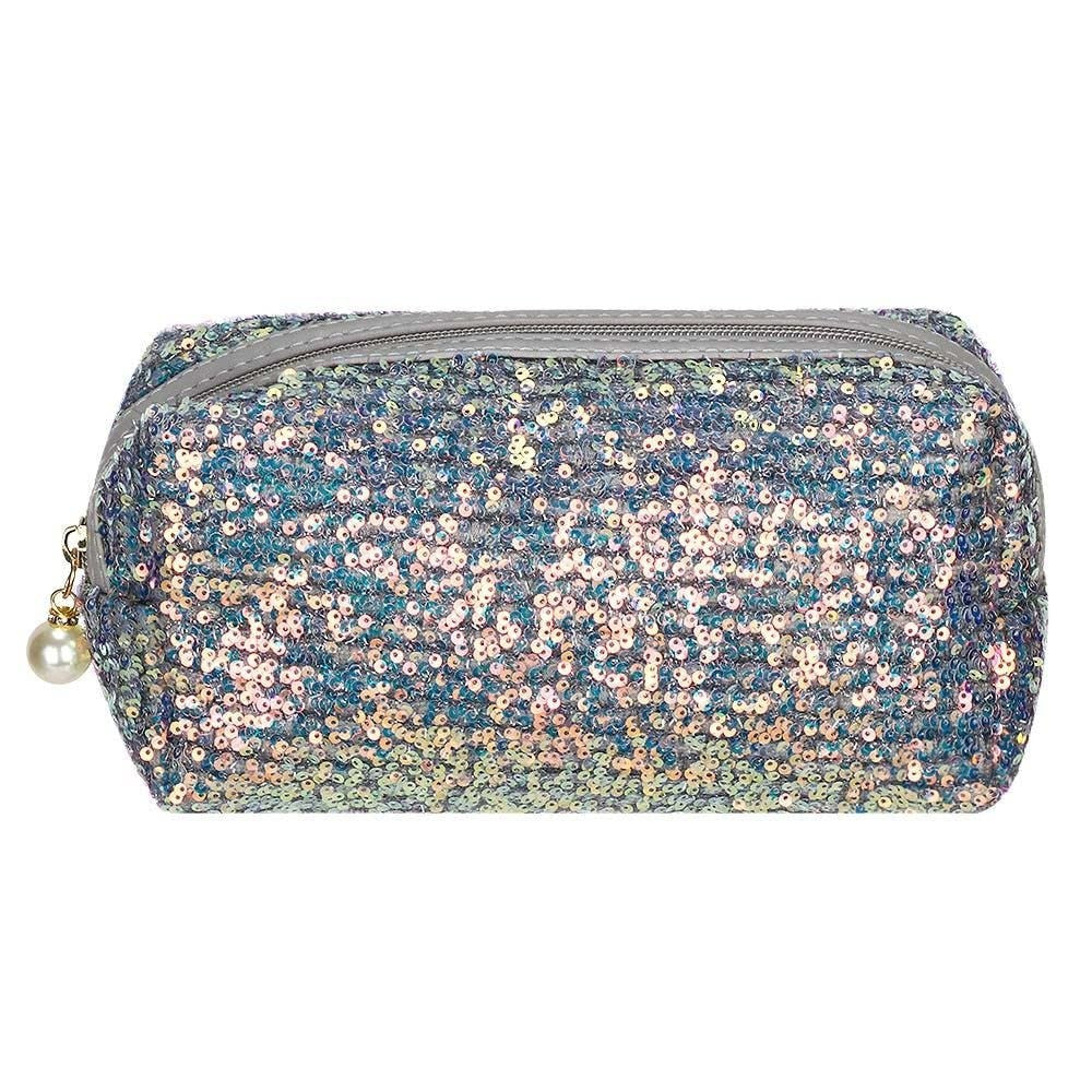 Shiny Sequin Makeup Bag Portable Cosmetic Organizer with Zipper