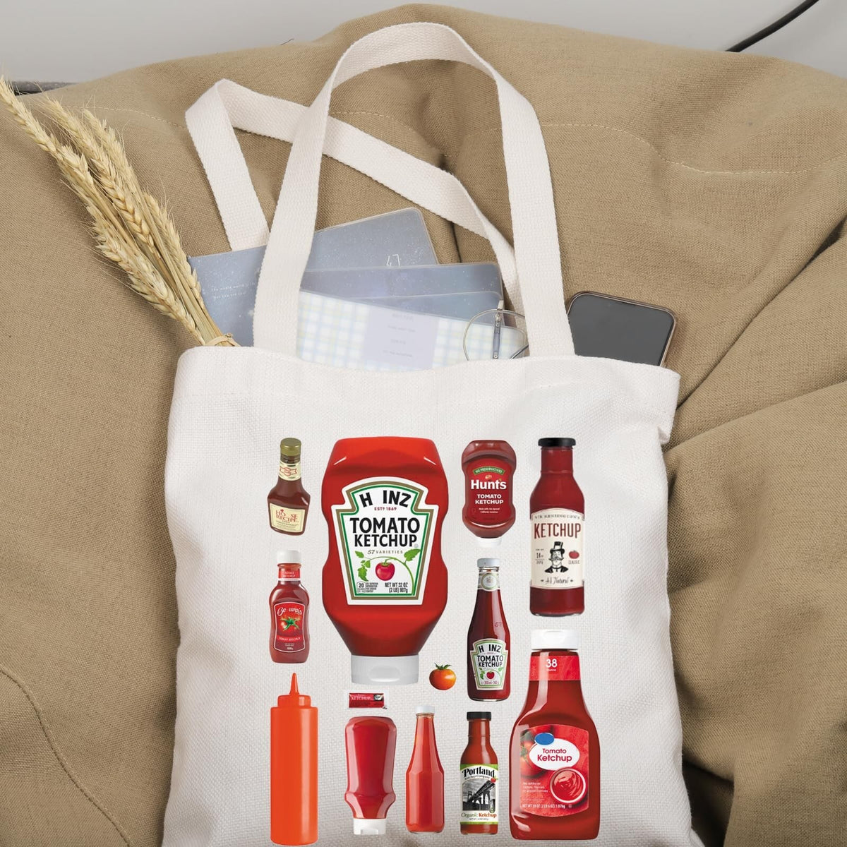 Ketchup Lover Gift Tote Bag Foodie Gift Handbag for Women
