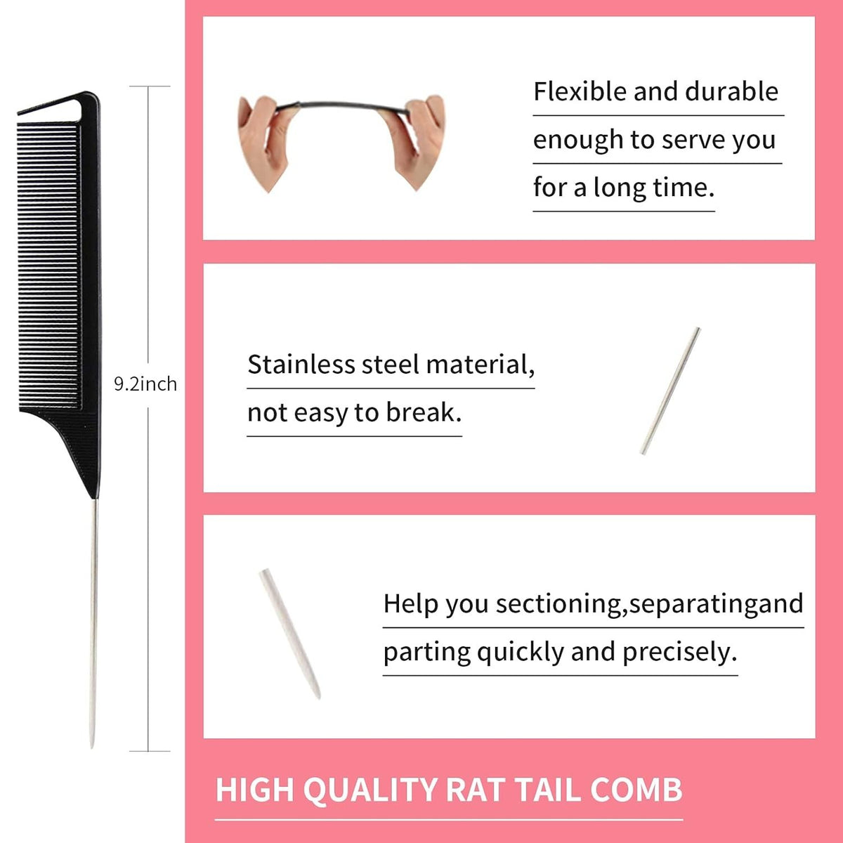 Hair Styling Tool Set with Comb and Edge Brush for Effortless Hair Styling