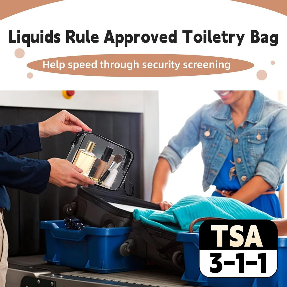 Clear Makeup Bag Set - 2 Pack TSA Approved Toiletry Bags for Travel & Daily Use