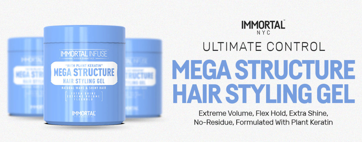 Mega Fixation Hair Styling Gel with Argan Oil - Long Lasting Hold & Volume 500ml