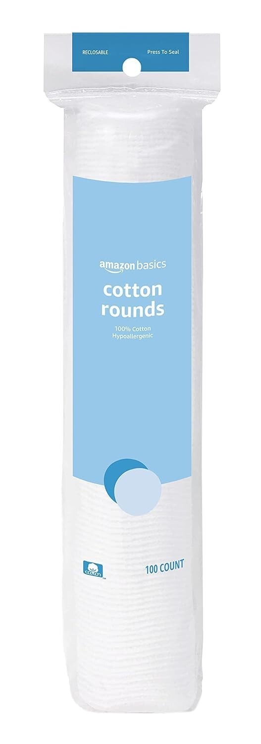 Hypoallergenic Cotton Rounds - 100 Count for Makeup & Skincare