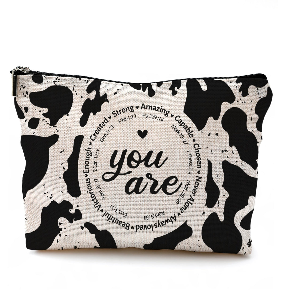 Western Cow Print Makeup Bag - Cow Gifts for Women, Christian Inspirational