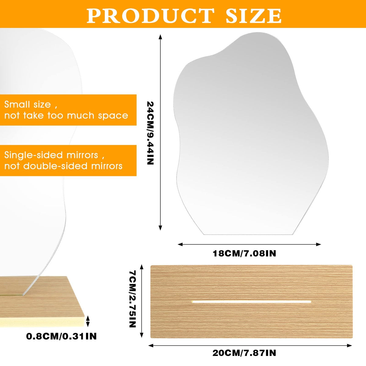 Aesthetic Vanity Mirror with Stand - Cloud-Shaped Acrylic Makeup Mirror