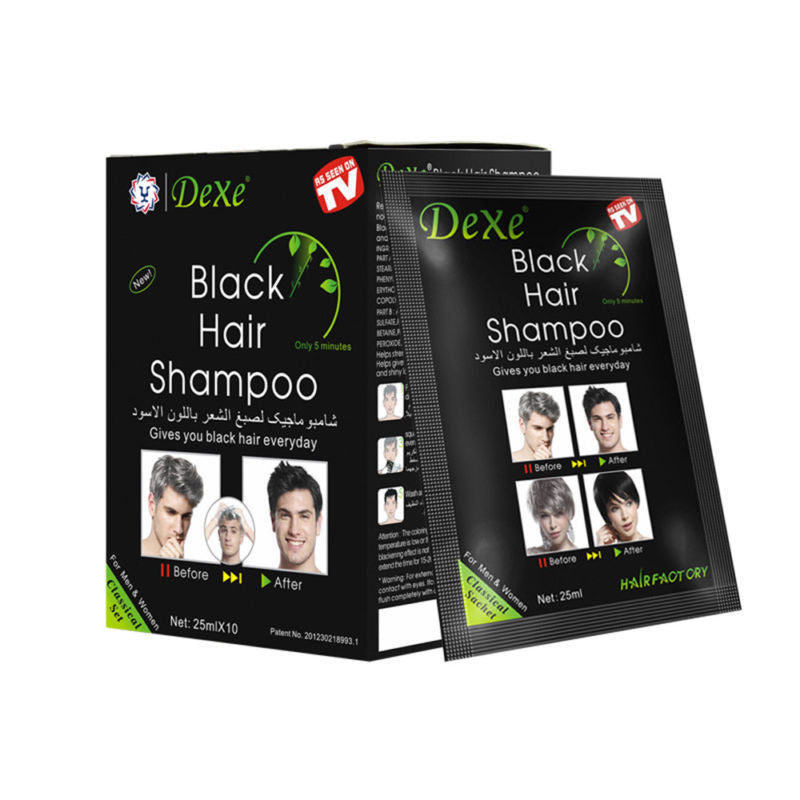 Black Hair Shampoo - 10 Sachets, Herbal Color & Repair