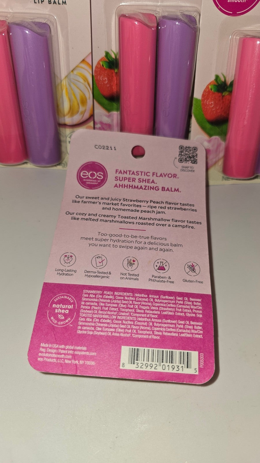 5 Pack Shea Lip Balm Set - Strawberry Peach & Toasted Marshmallow