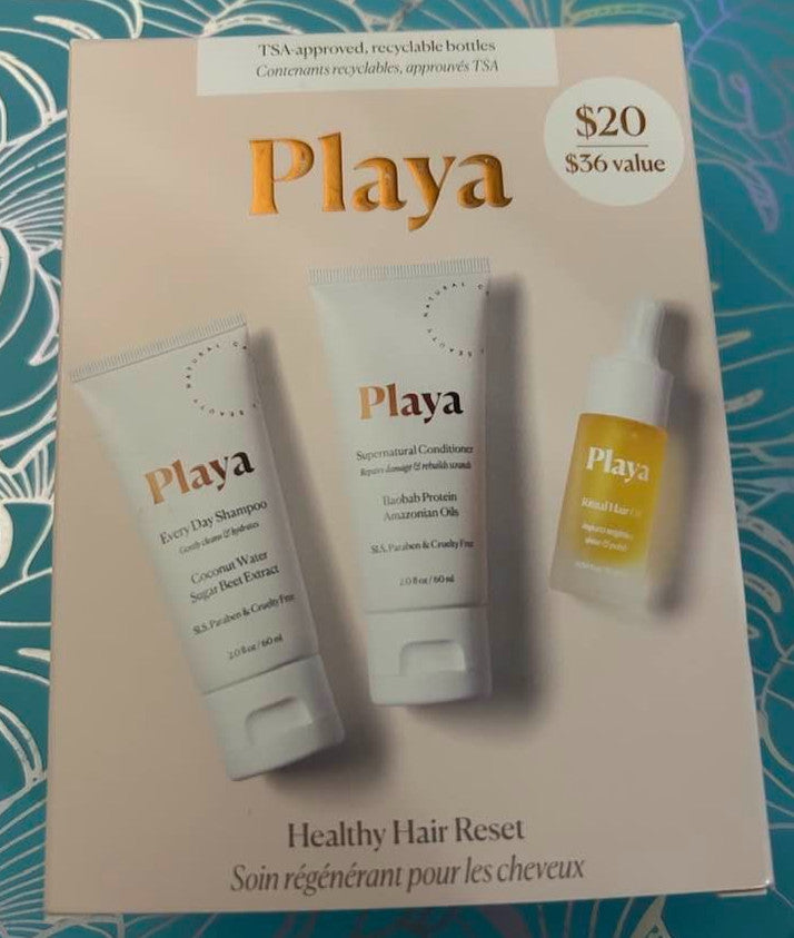 Travel Hair Care Kit with Shampoo, Conditioner & Hair Oil - Playa