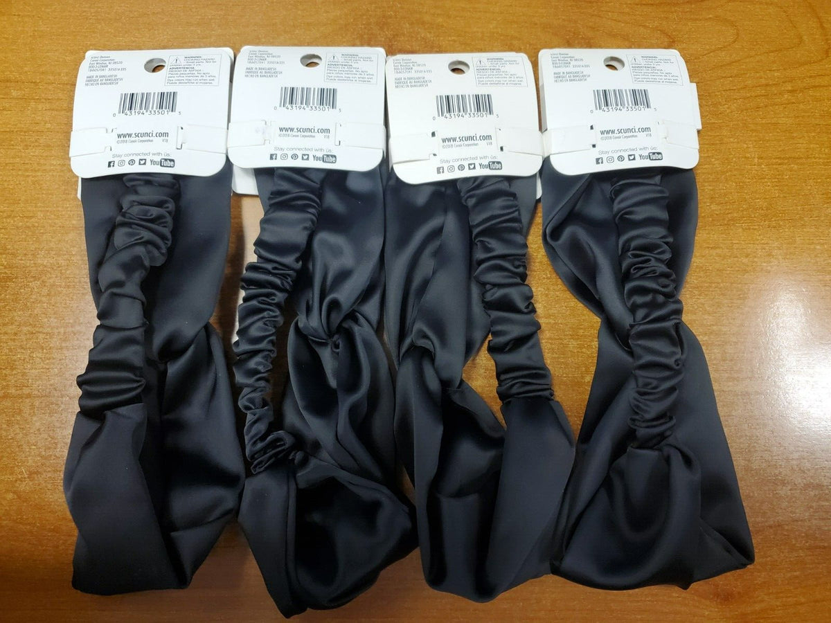 4 Pack: Scunci Real Style U Got This Satin Turban Headwrap Black