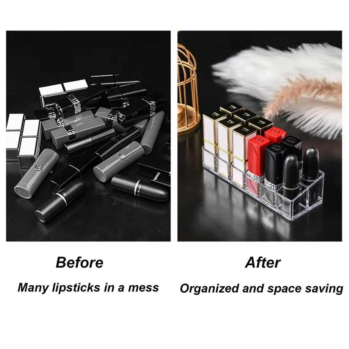 Acrylic Lipstick Organizer 12 Slots Makeup Storage Display Case