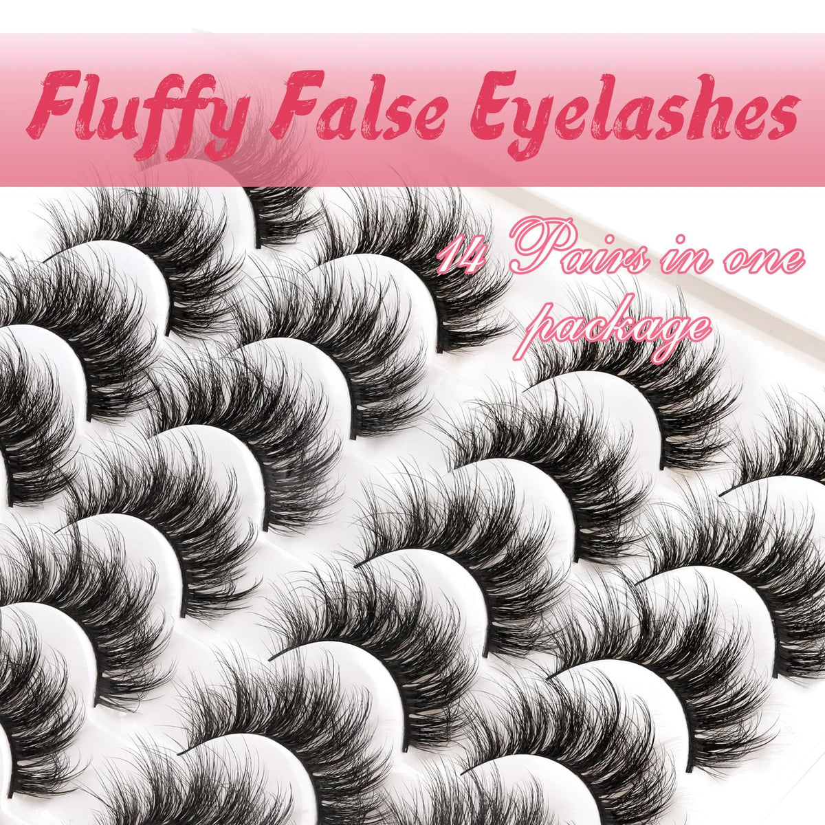 False Eyelashes Fluffy Wispy Natural Look 14 Pairs Makeup Lashes
