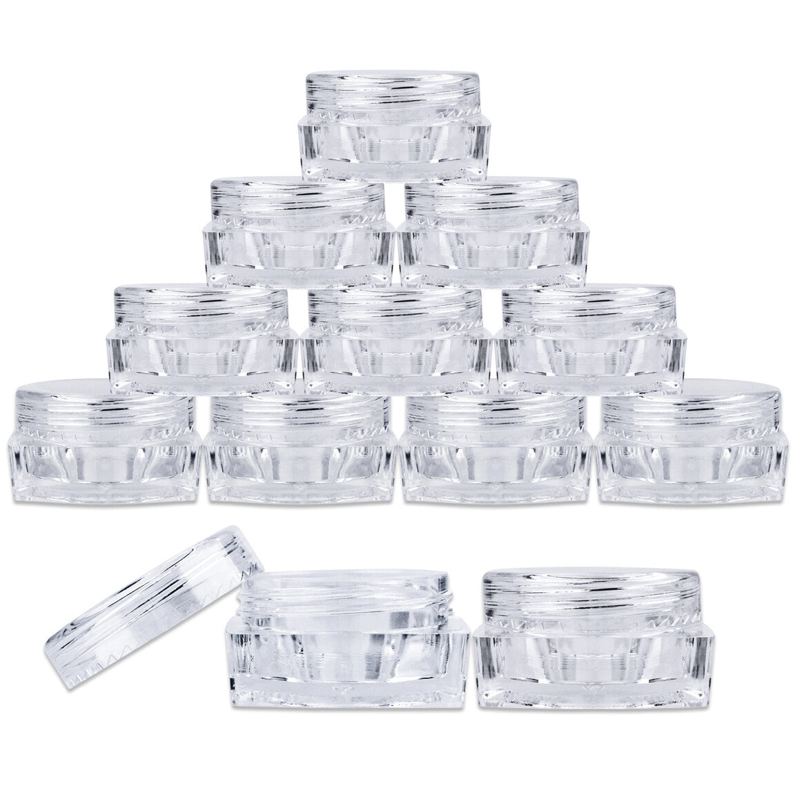 Reusable 5G/5ML Square Clear Jars with Lids for Cosmetics & Lip Balm