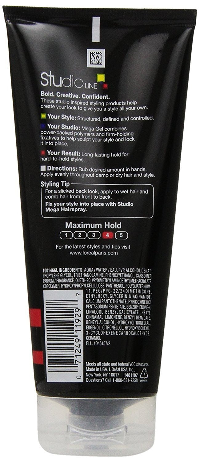 Mega Hair Gel - Max Hold & High Shine, 6.8 Ounce - Strong Styling Control