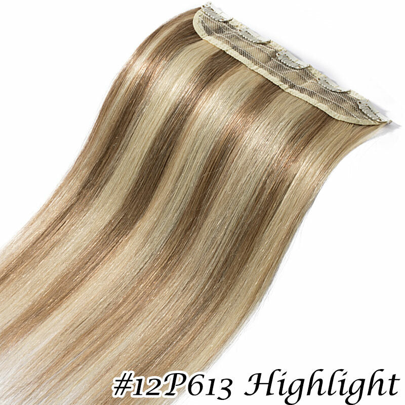 Remy Human Hair Extensions Clip-In Full Head Set - Natural & Highlight Colors