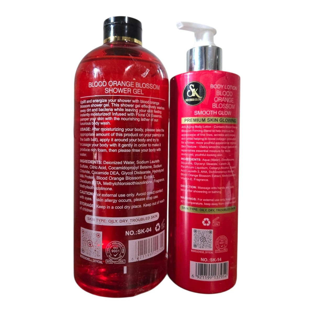 Blood Orange Blossom Body Lotion & Shower Gel SPF 30 - Hydrating Skincare Set