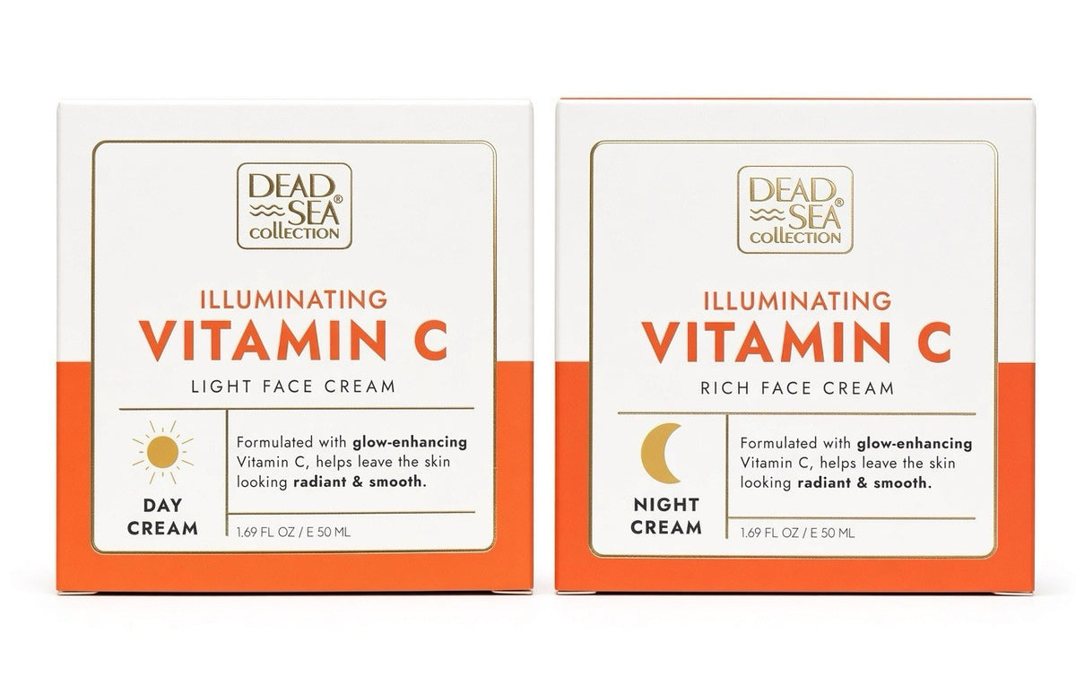 Dead Sea Vitamin C Anti-Aging & Brightening Day & Night Cream Set - Hydrating Skin Care