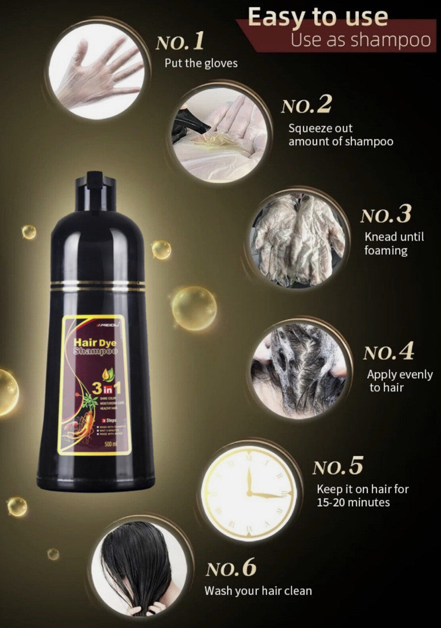 Hair Dye Color Shampoo Set Black – Mask & Spray