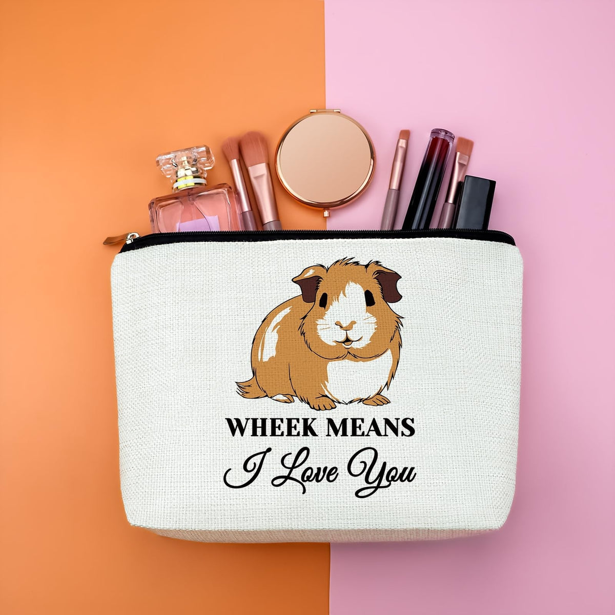 Guinea Pig Gift Makeup Bag - Animal Lover Cosmetic Travel Organizer