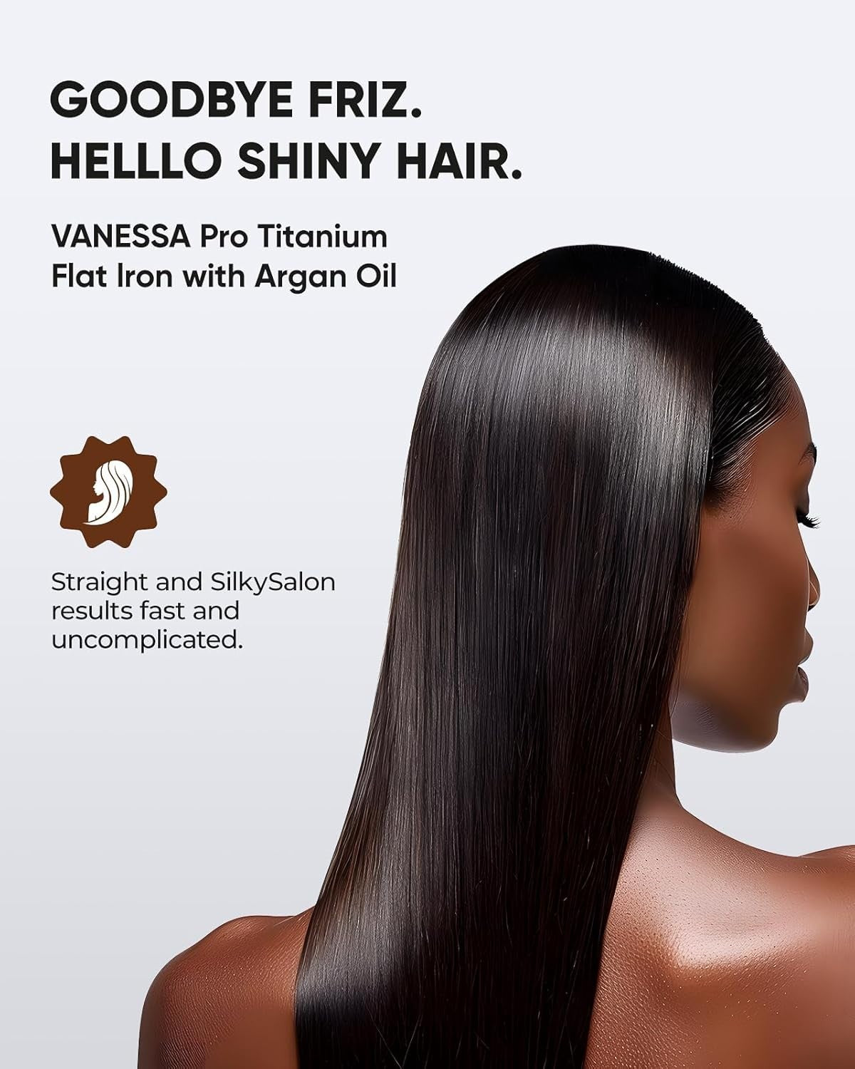 Titanium Flat Iron Hair Straightener with Tourmaline & Argan Oil - Lightweight & Professional