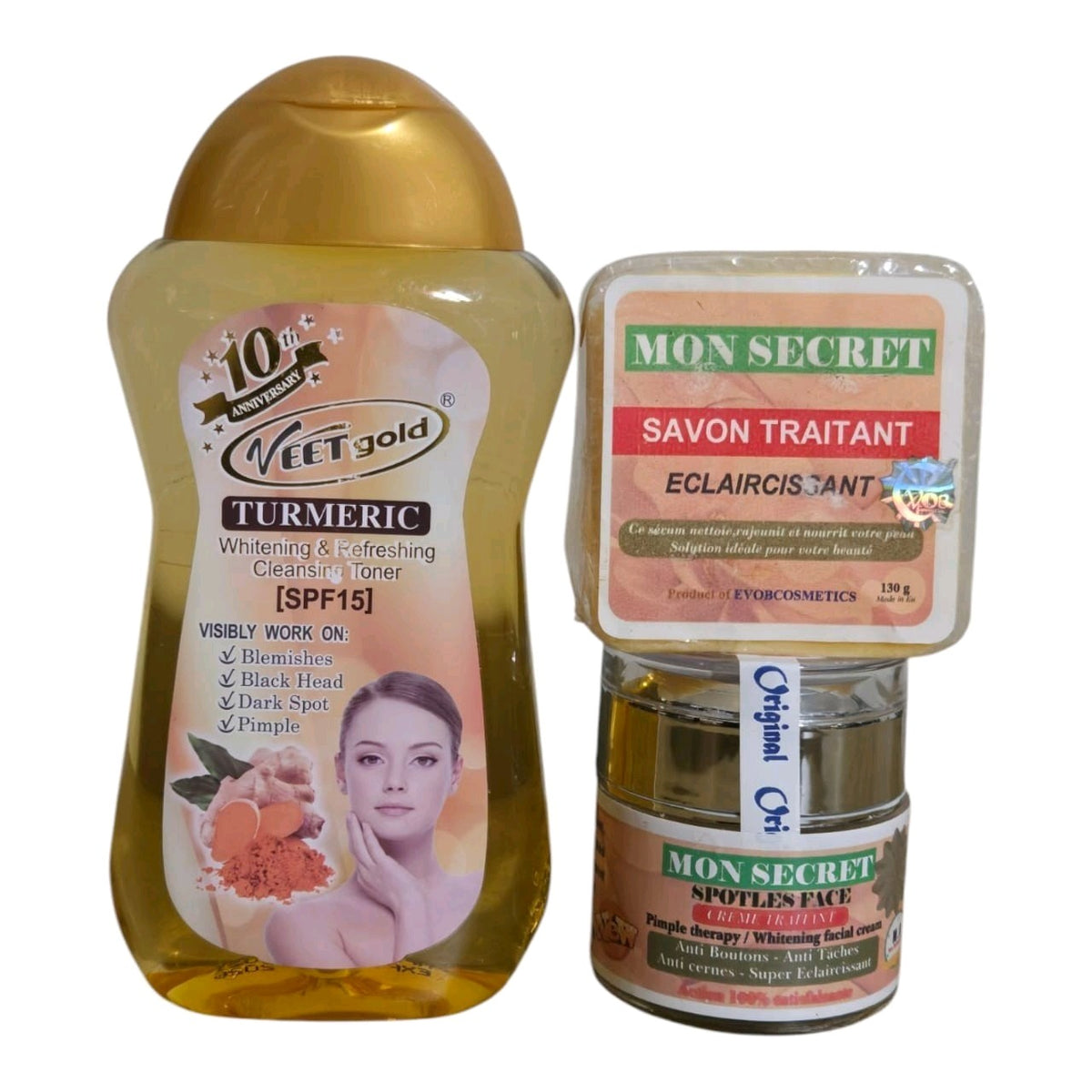 Turmeric Facial Toner & Face Cream Set for Blemish & Dark Spot Reduction